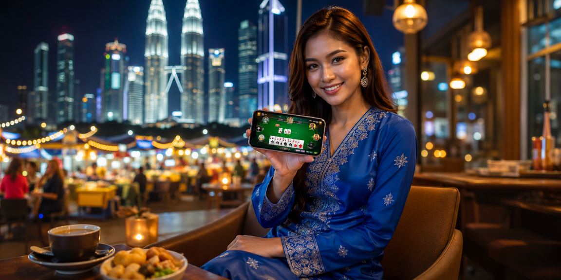 Blackjack table with players in traditional attire in Kuala Lumpur